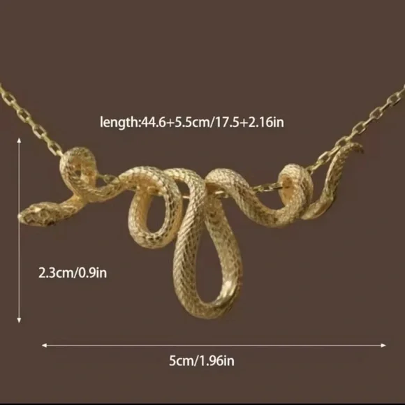 Silver Coiled Hanging Serpent Snake Pendant Gothic Biker Punk Necklace - Picture 7 of 7
